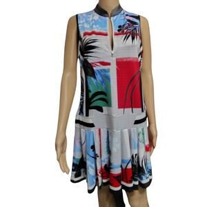 Lucky in Love Catalina Golf Dress High Neck Full Back Pleated Drop Waist Size M